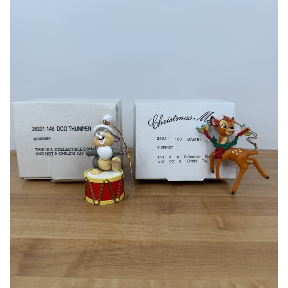(2) Disney's Christmas Magic Ornaments Made by Grolier Bambi And Thumper